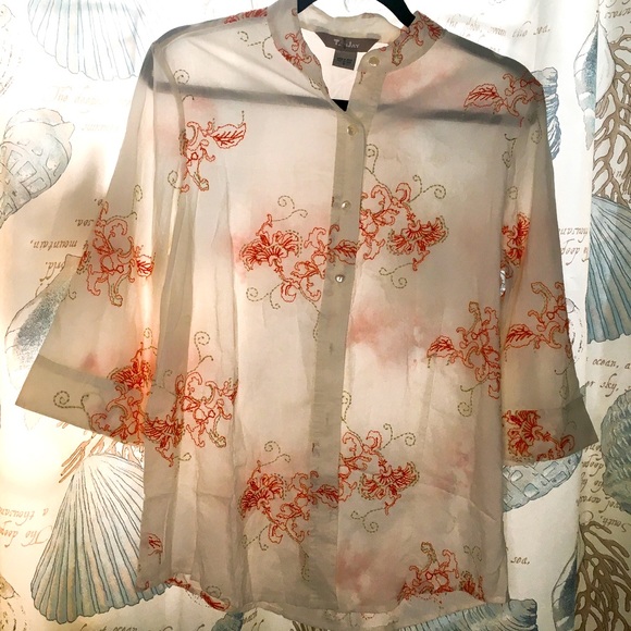 3 for $25!!! TanJay 3/4 sleeve embroidered blouse, size Small. - Picture 1 of 3